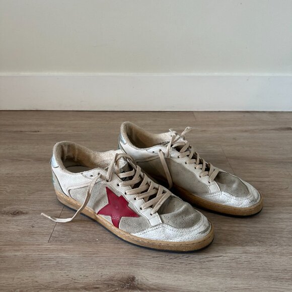 Golden Goose Men's Ball Star in grey suede with red star - Picture 3 of 7